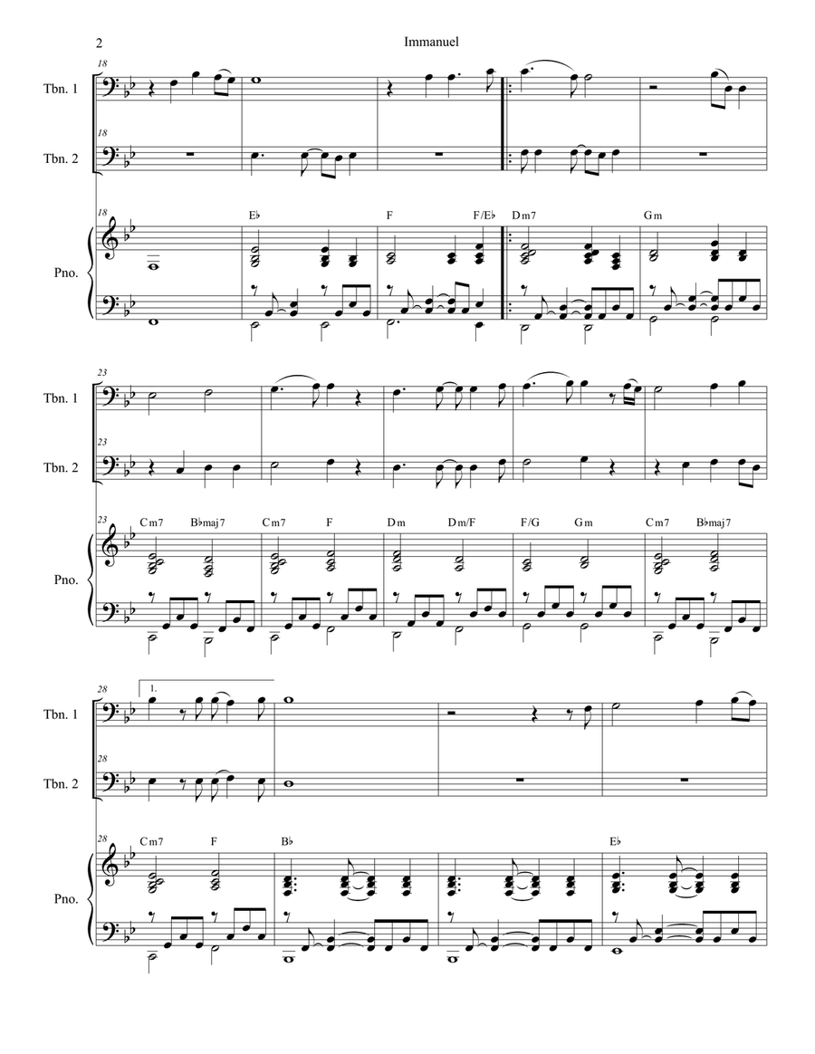 Immanuel Immanuel Trombone Duet scores gallery preview page 2