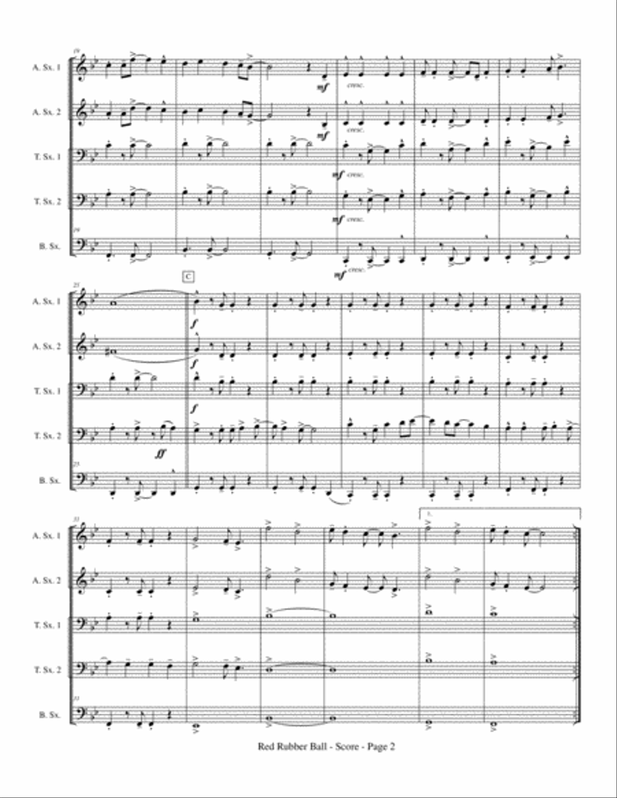 Red Rubber Ball Saxophone Quintet scores gallery preview page 4