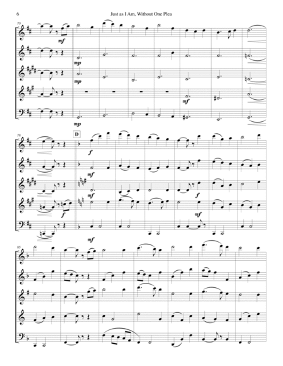 Just as I Am, Without One Plea Woodwind Quintet scores gallery preview page 6
