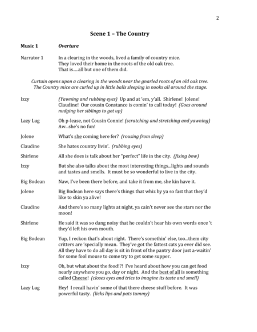 The Tale of the City Mouse and the Country Mouse - SCRIPT