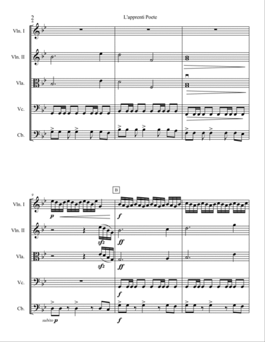 L'apprenti Poete - Score L'apprenti Poete - Score String Quartet scores gallery preview page 2