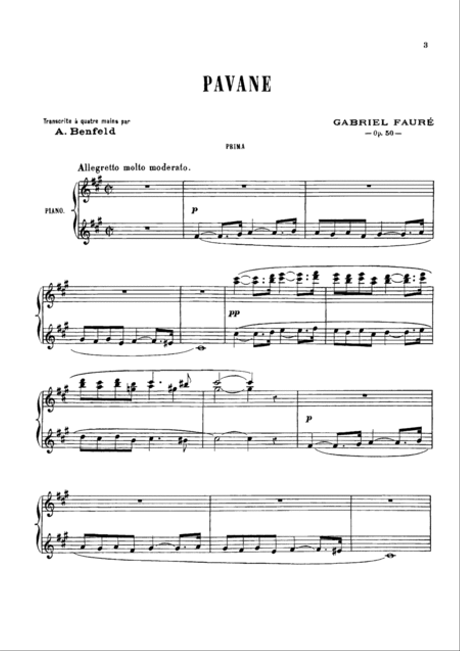 Faure Pavane, for piano duet(1 piano, 4 hands), PF801 1 Piano, 4-Hands scores gallery preview page 2