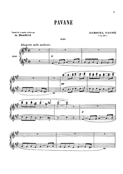 Faure Pavane, for piano duet(1 piano, 4 hands), PF801