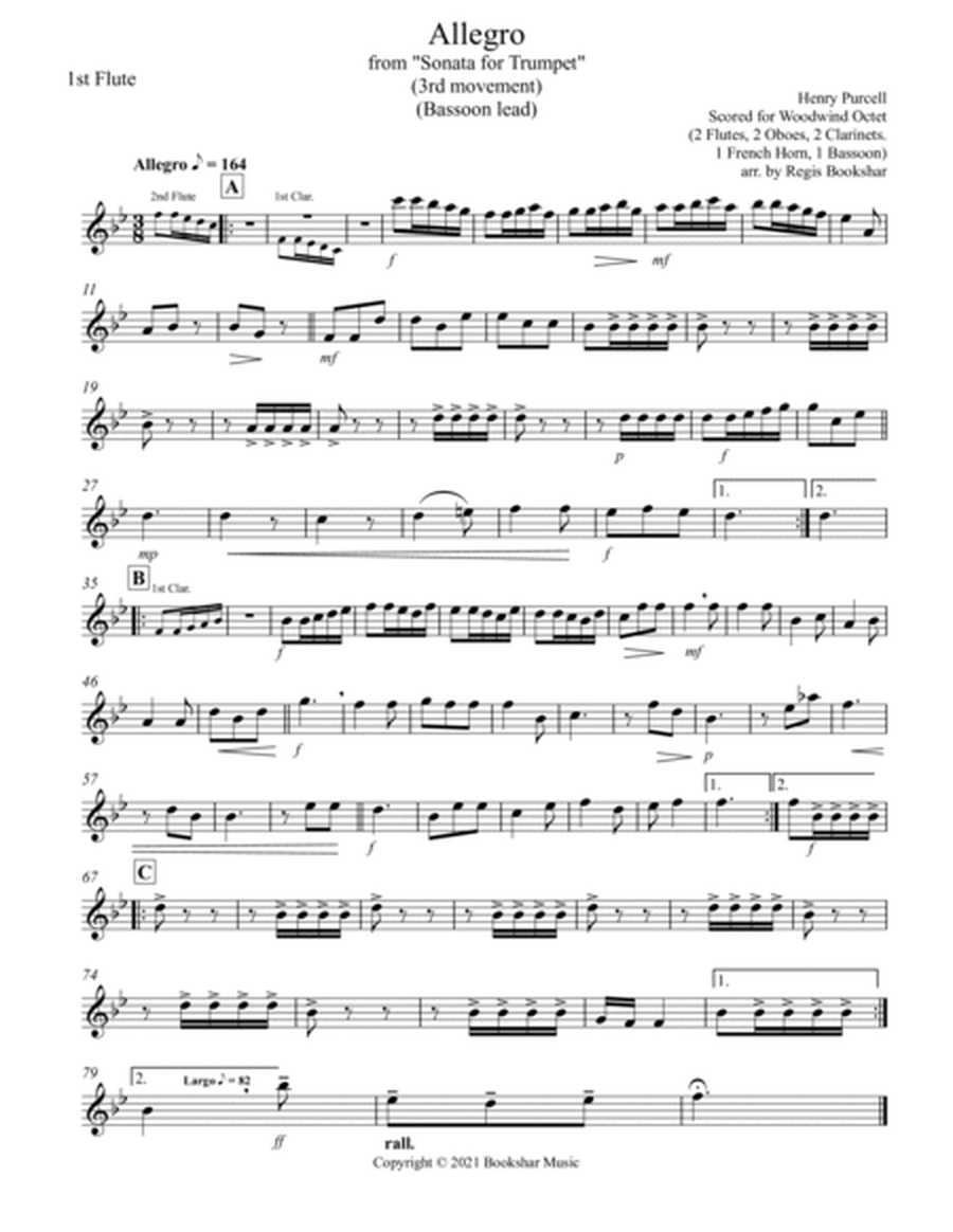 Allegro (from "Sonata for Trumpet") (Bb) (Woodwind Octet - 2 Flutes, 2 Oboes, 2 Clar, 1 Hrn, 1 Basso image number null