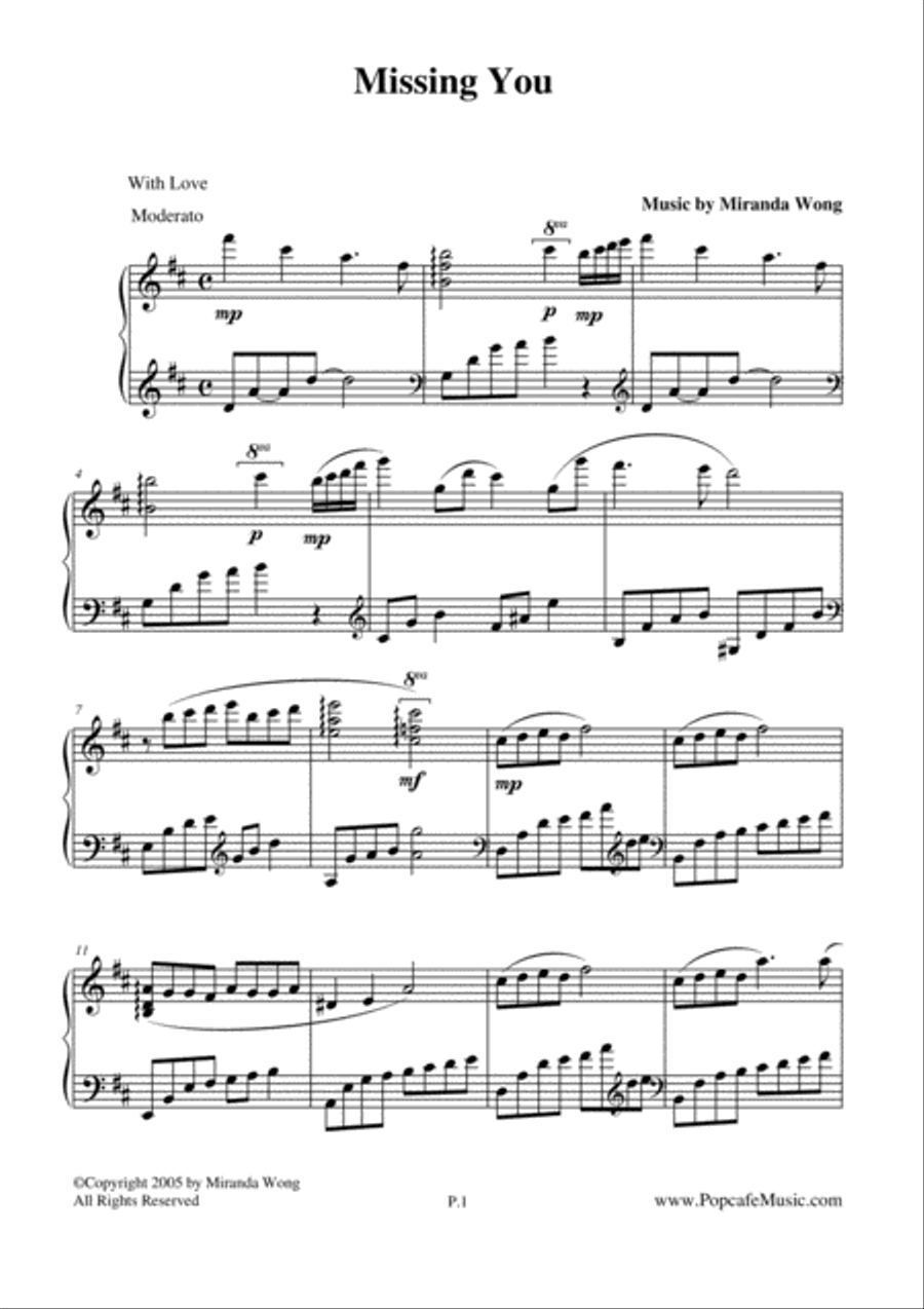 Missing You - Romantic Piano Music 4-Part scores gallery preview page 2