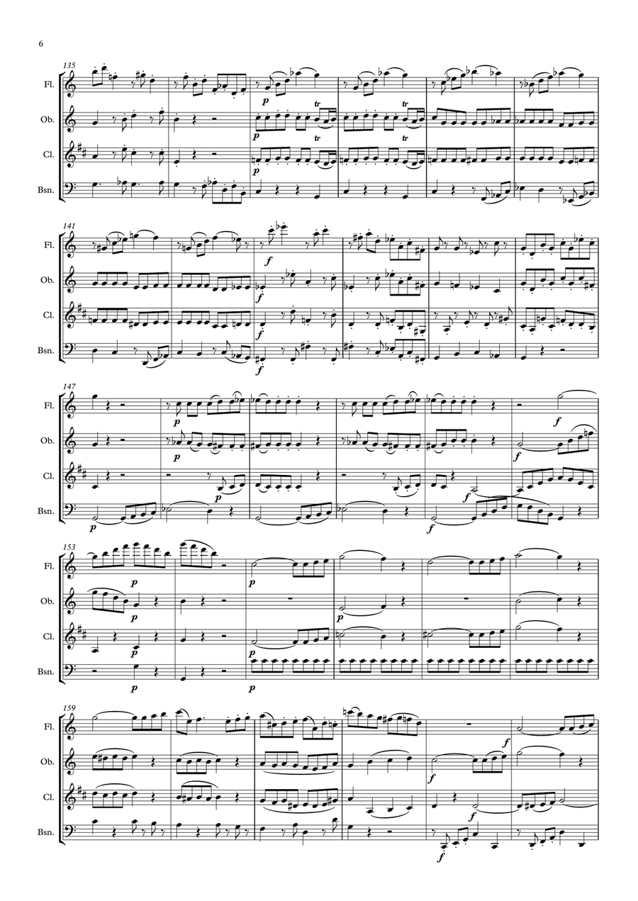Mozart: String Quartet No.19 in C major K465 (Dissonance) Mvt.I Adagio/Allegro - wind quartet Woodwind Quartet scores gallery preview page 6
