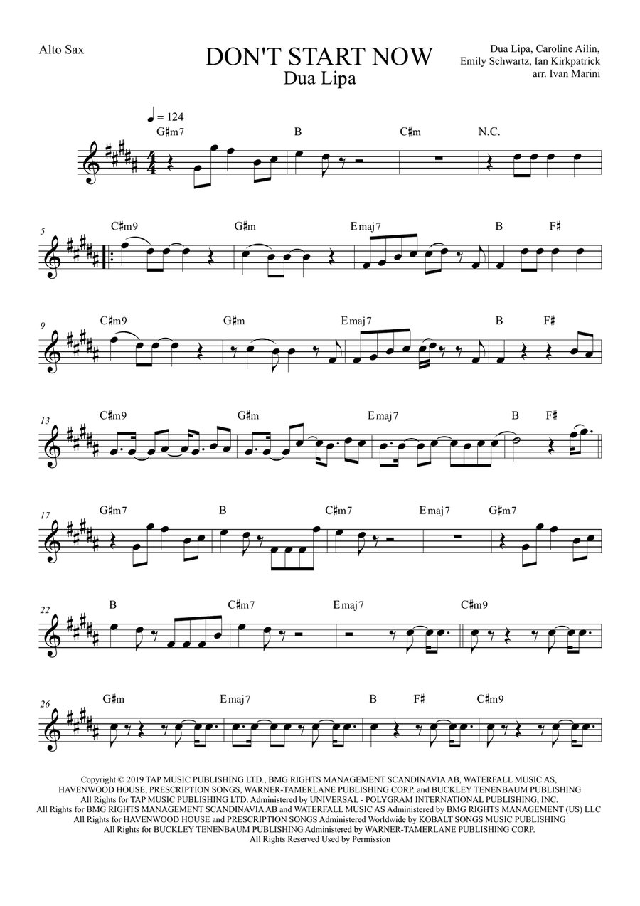 Don't Start Now Alto Saxophone scores gallery preview page 1
