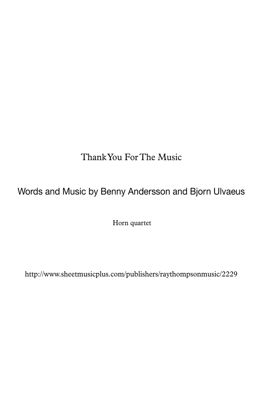 Thank You For The Music Brass Quartet scores gallery preview page 1