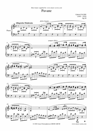 Op.50 Pavane - Piano - A Minor