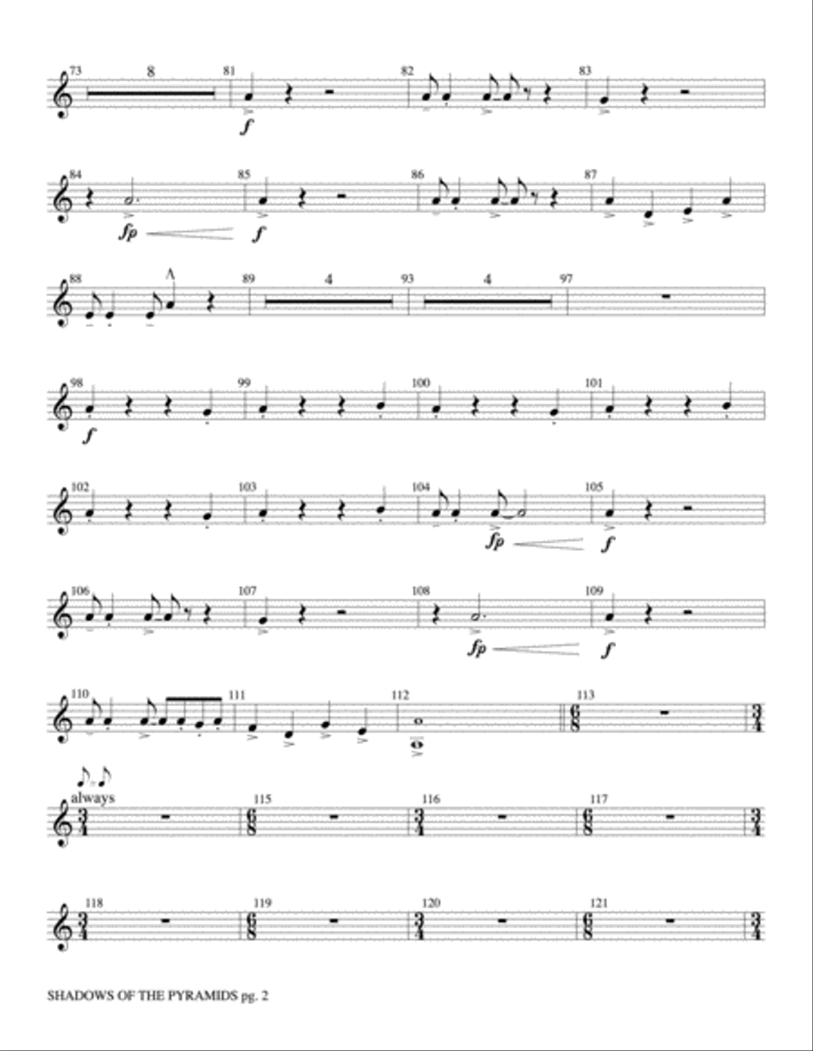 Shadows of the Pyramids: E-flat Baritone Saxophone Concert Band scores gallery preview page 2