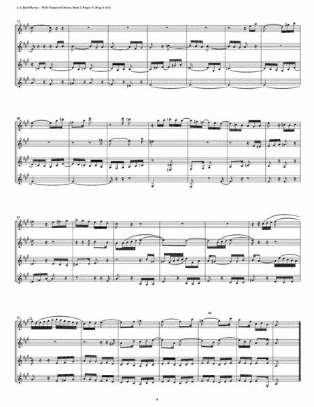 Fugue 11 from Well-Tempered Clavier, Book 2 (Clarinet Quartet) image number null