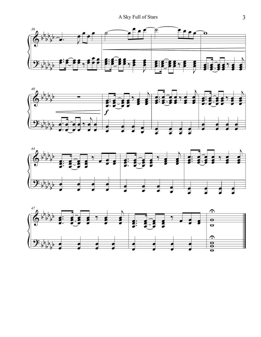 A Sky Full Of Stars Easy Piano scores gallery preview page 4