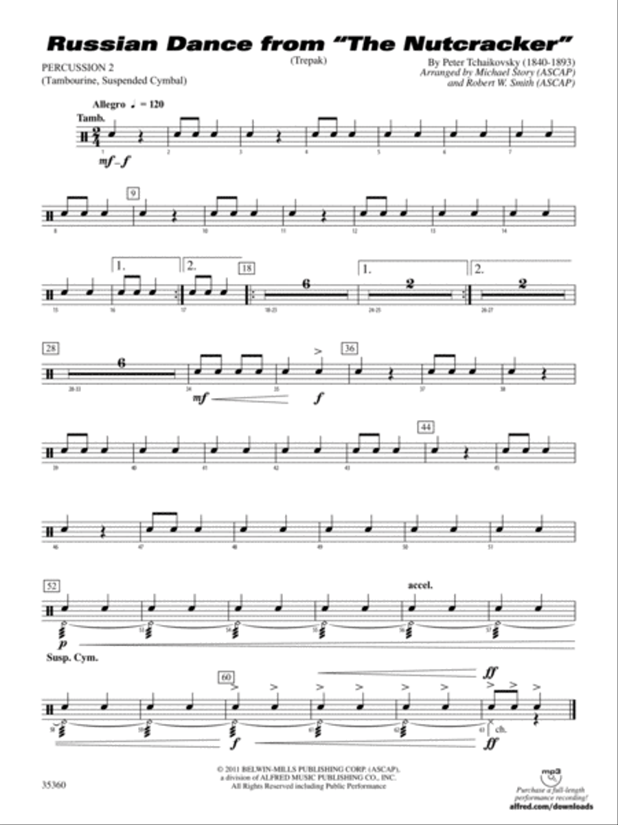 Russian Dance from The Nutcracker: 2nd Percussion Concert Band scores gallery preview page 1