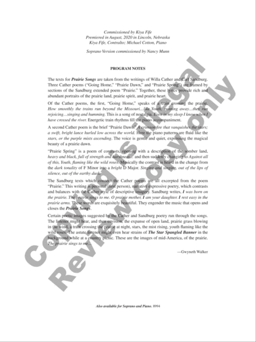 Prairie Songs Voice Solo scores gallery preview page 3