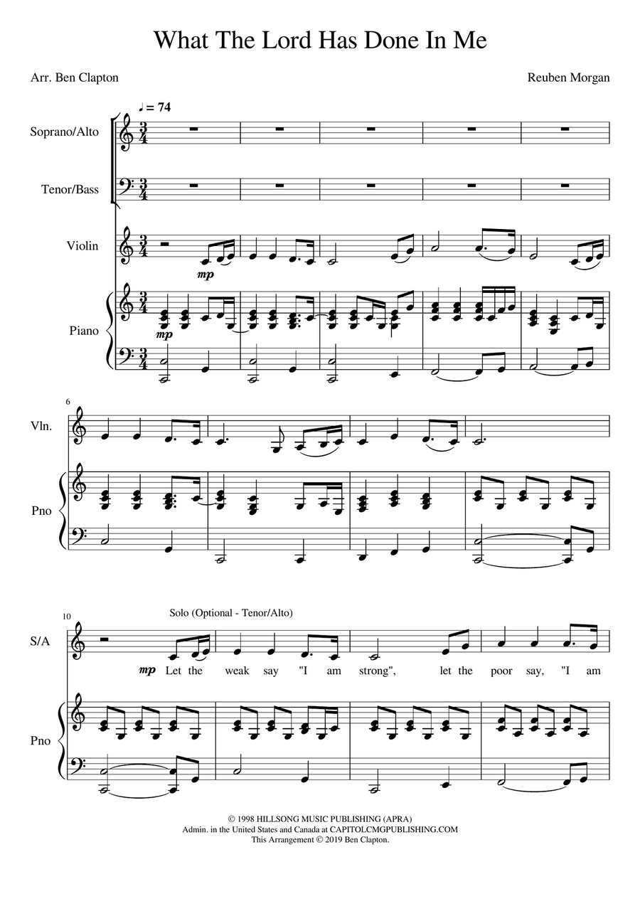 What The Lord Has Done In Me 4-Part scores gallery preview page 1