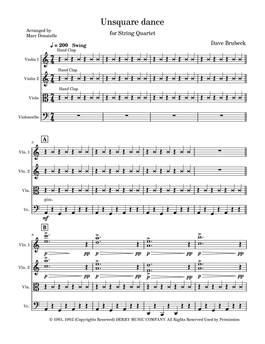 Unsquare Dance String Quartet scores gallery preview page 1