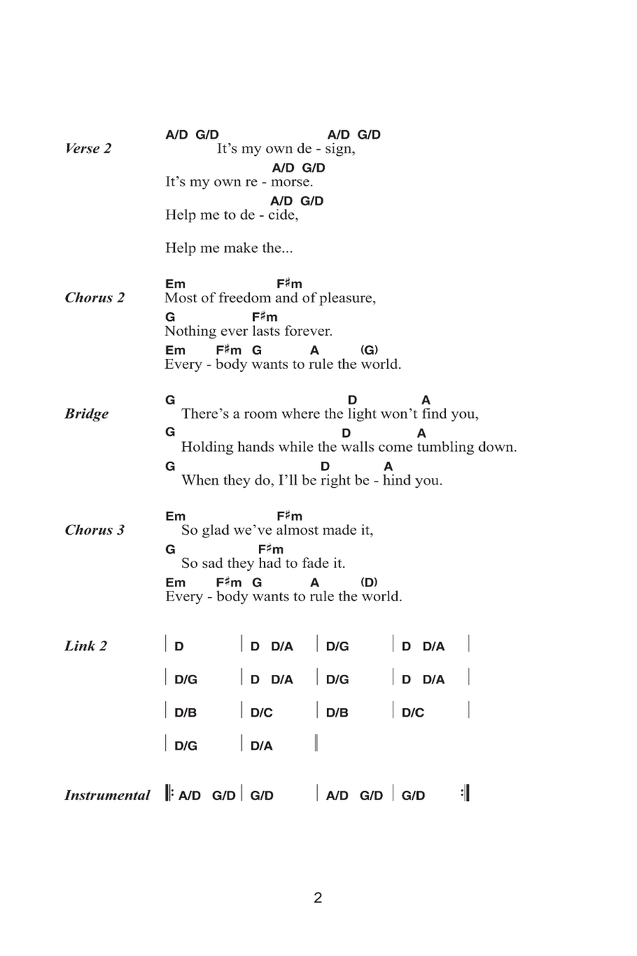 Everybody Wants To Rule The World Acoustic Guitar scores gallery preview page 2