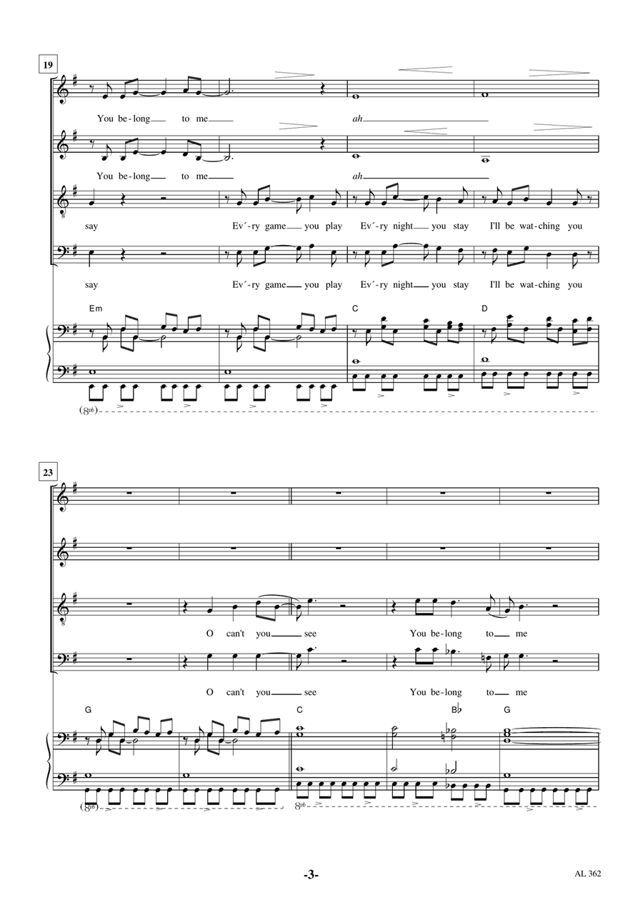 Every Breath You Take 4-Part scores gallery preview page 3
