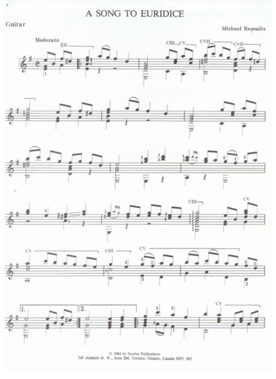 A Song to Euridice A Song to Euridice Classical Guitar scores gallery preview page 1