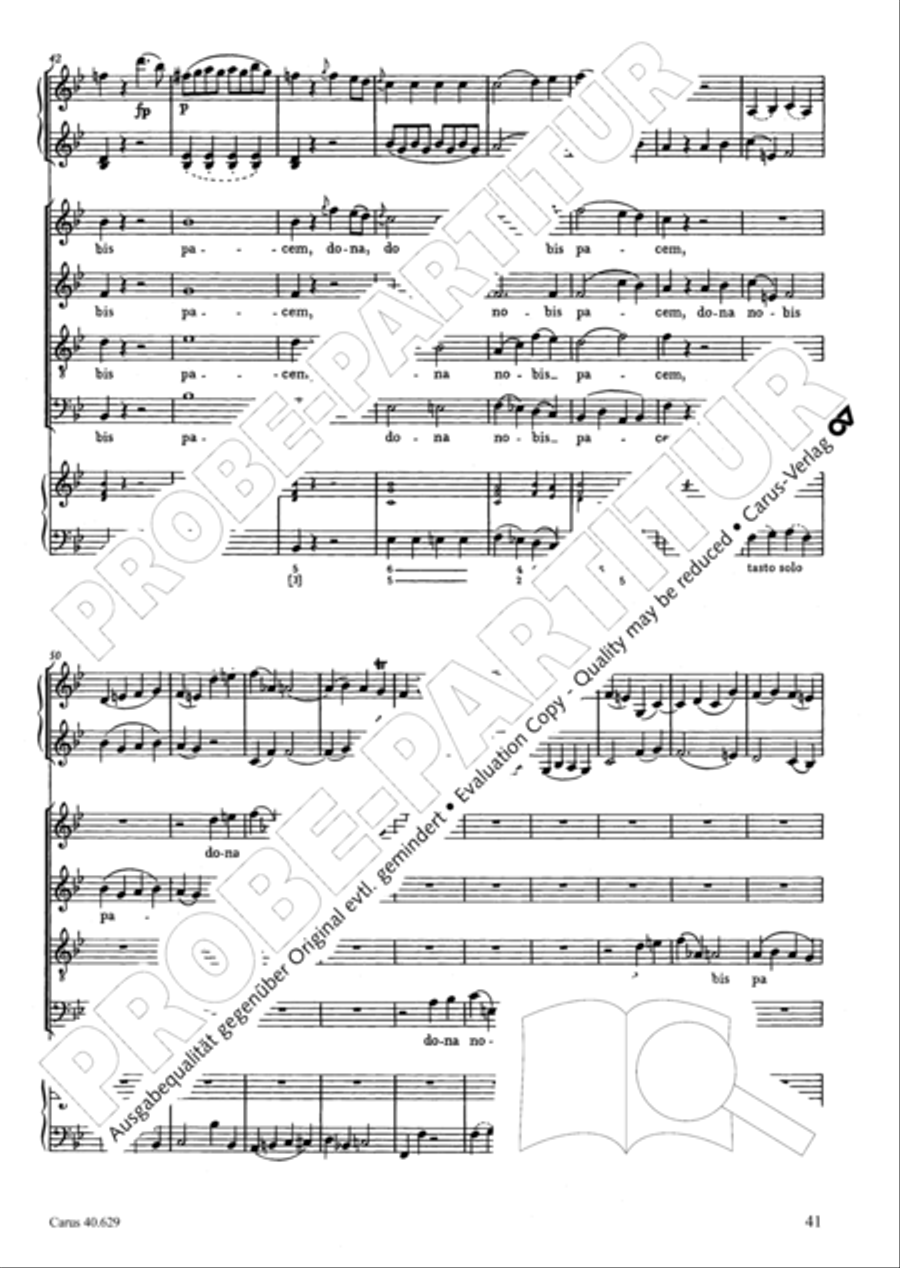 Missa brevis in B flat major 4-Part scores gallery preview page 42