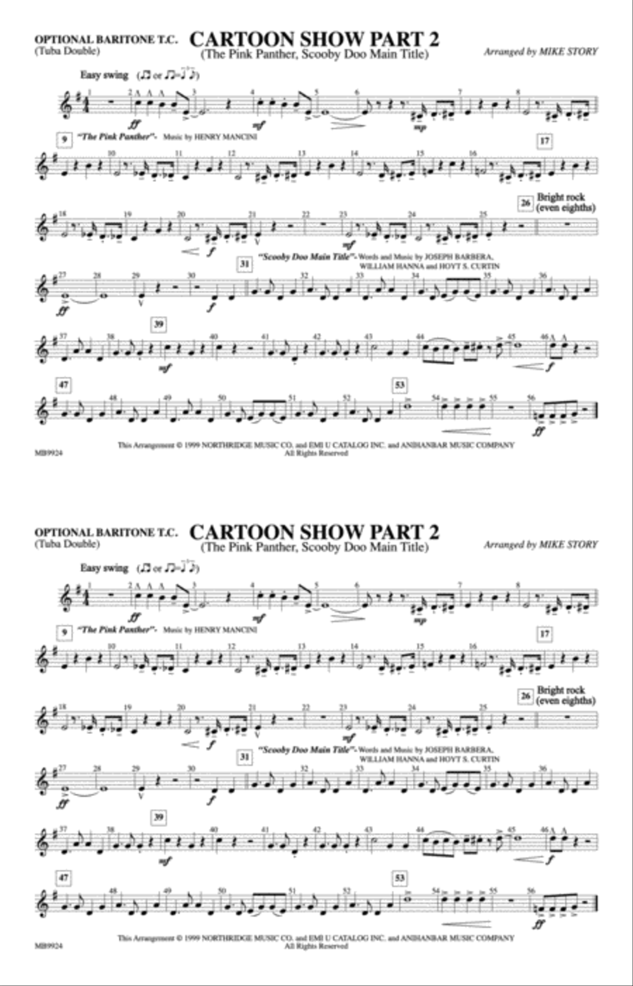 Cartoon Show, Part 2: Optional Baritone T.C. (Tuba Double) Marching Band scores gallery preview page 1