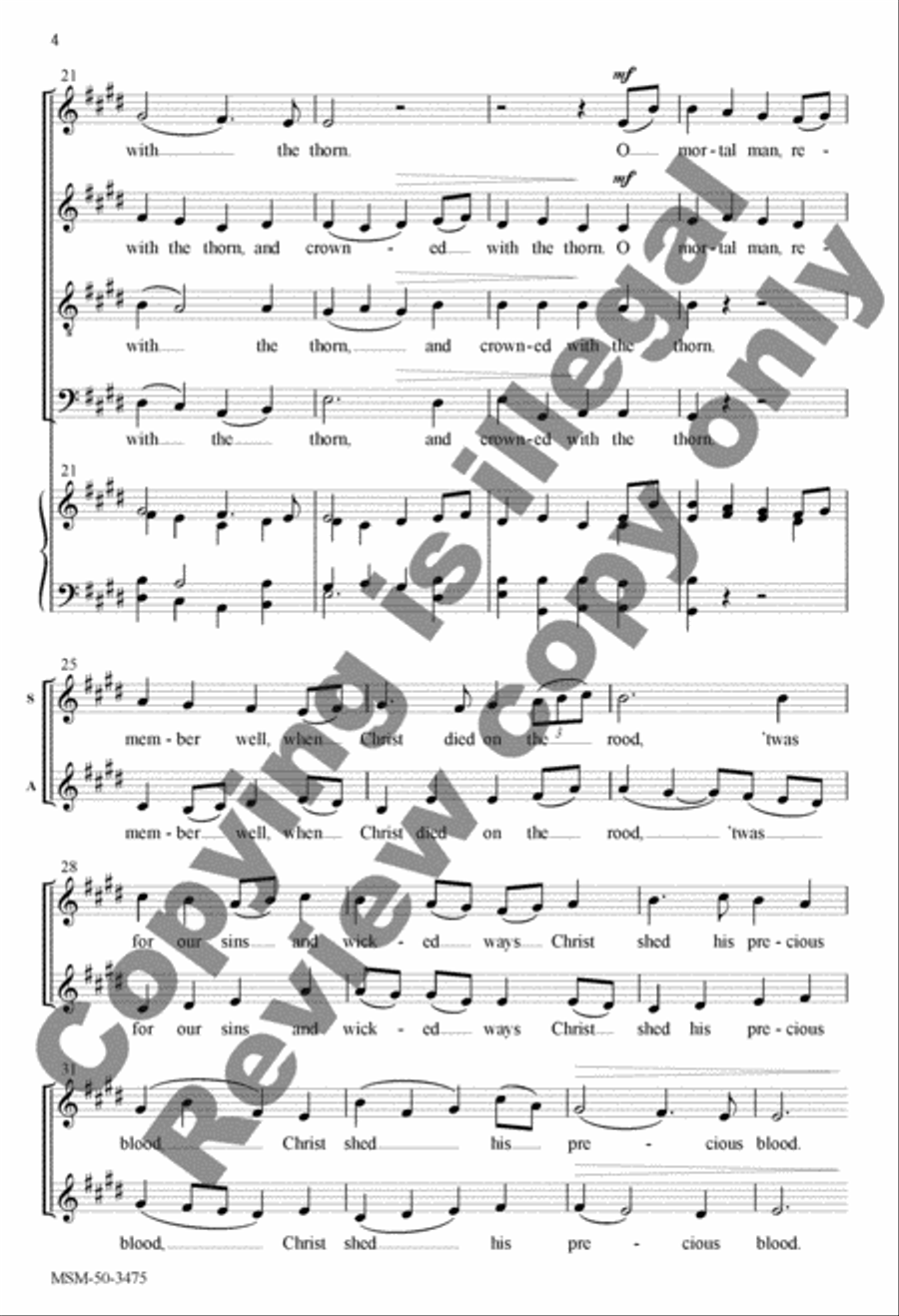 O Mortal Man, Remember Well 4-Part scores gallery preview page 4