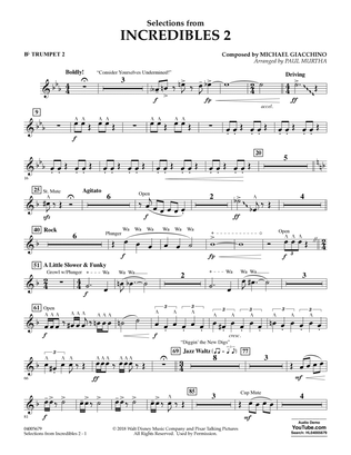 Selections from Incredibles 2 (arr. Paul Murtha) - Bb Trumpet 2