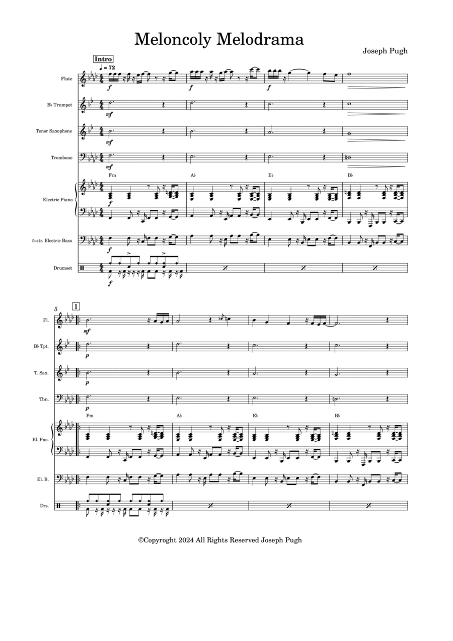 Melancholy Melodrama Jazz Ensemble scores gallery preview page 1