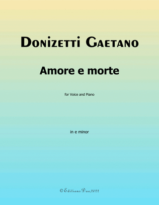 Book cover for Amore e morte, by Donizetti, in e minor