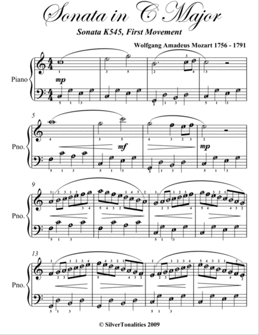 Sonata in C Major K545 1st Mvt Easiest Piano Sheet Music Easy Piano scores gallery preview page 2