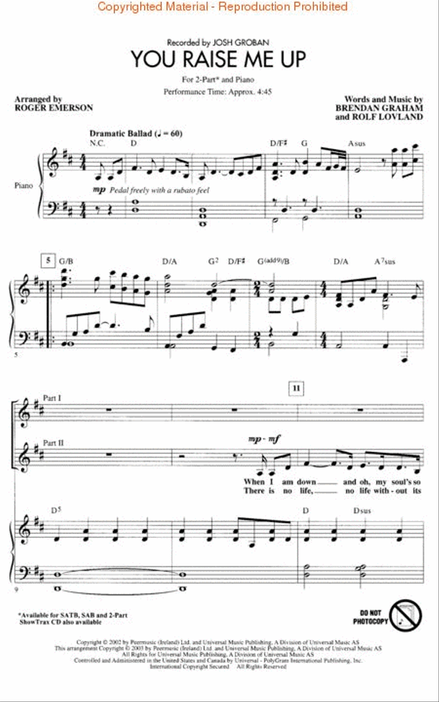 You Raise Me Up 2-Part scores gallery preview page 2