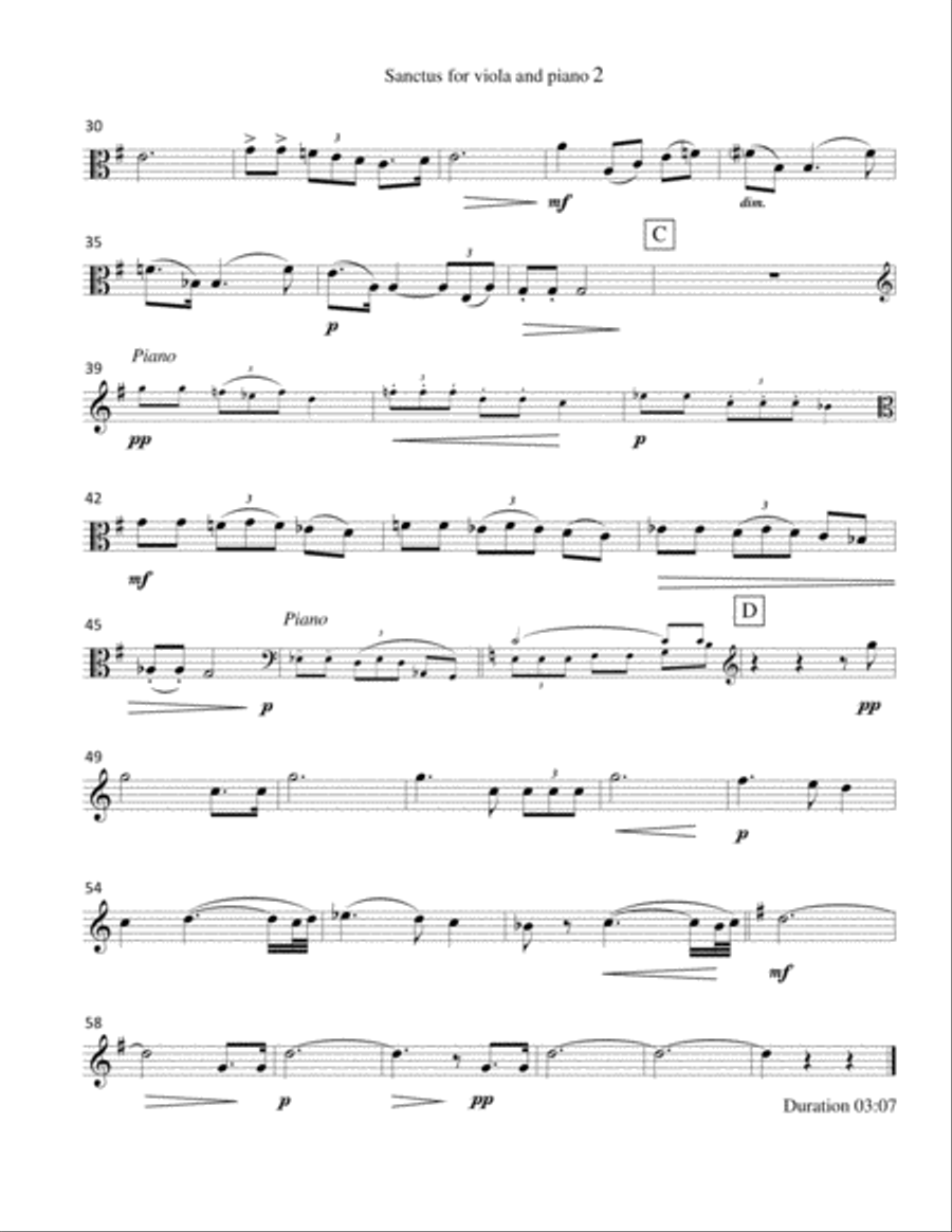 Sanctus (for viola and piano) Piano scores gallery preview page 3