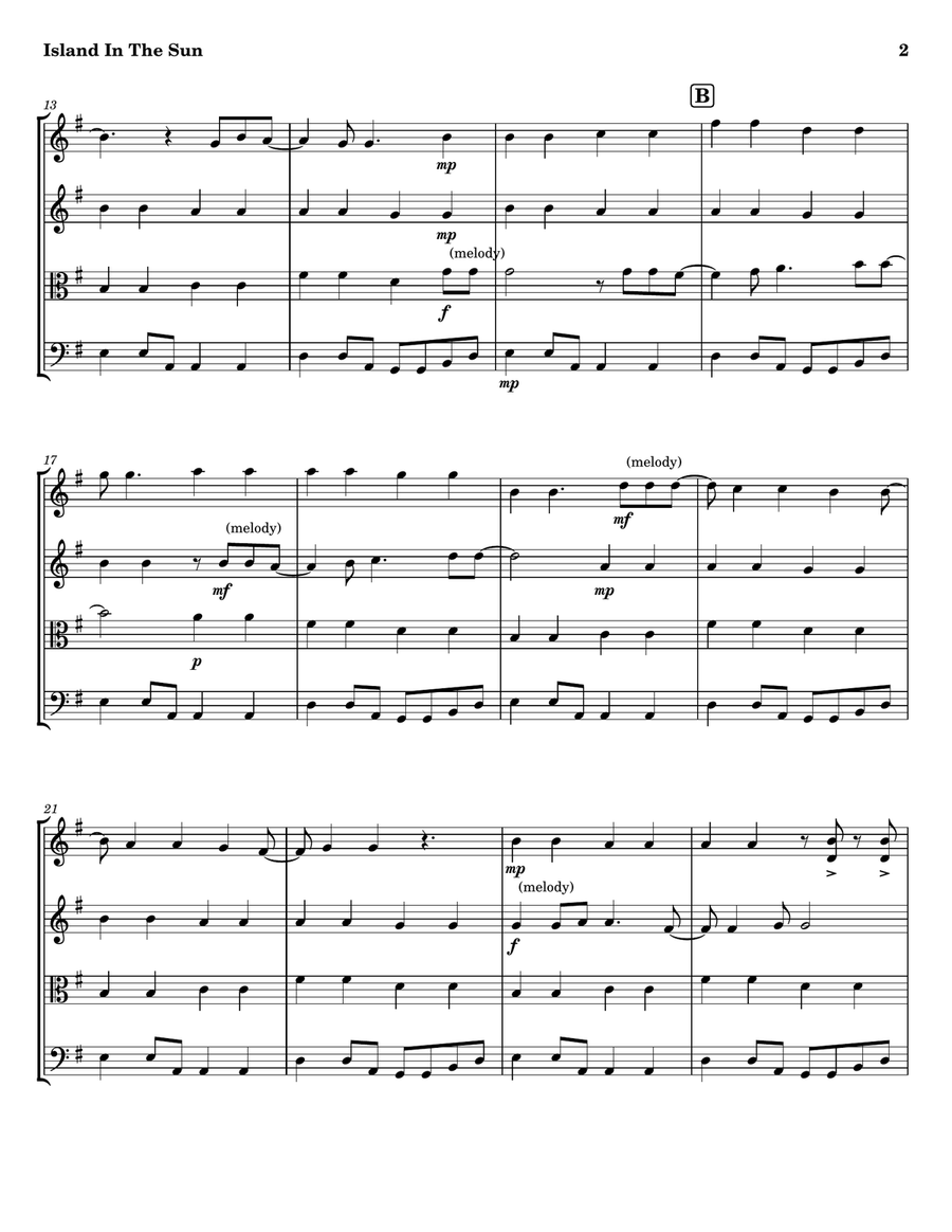 Island In The Sun Island In The Sun String Quartet scores gallery preview page 2