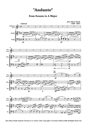 Alice Mary Smith "Andante" from Sonata in A Major. Clarinet, Violin, & Cello. Small Chamber Ensemble