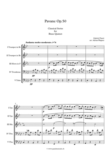 "Pavane op.50" (Brass Quintet) arr. Adrian Wagner image number null