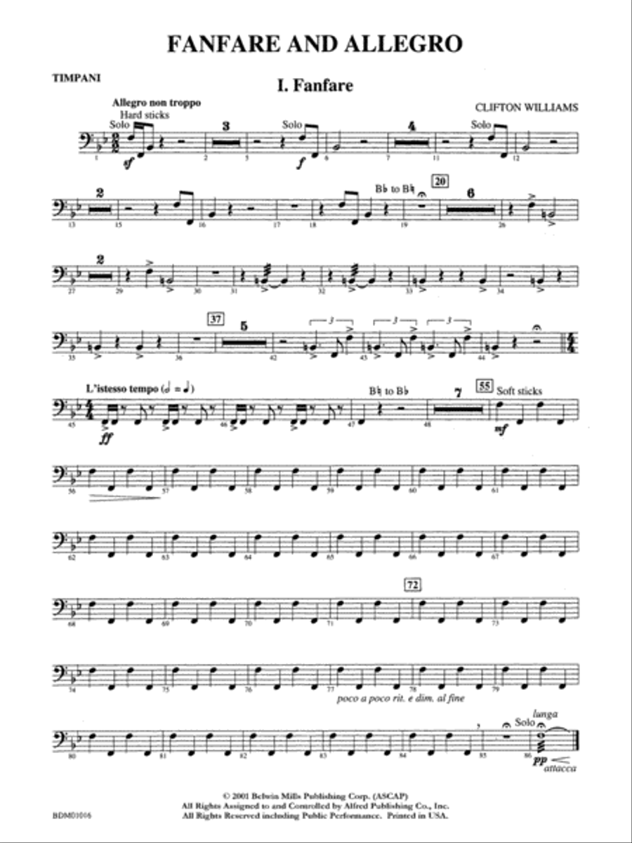 Fanfare and Allegro: Timpani Concert Band scores gallery preview page 1