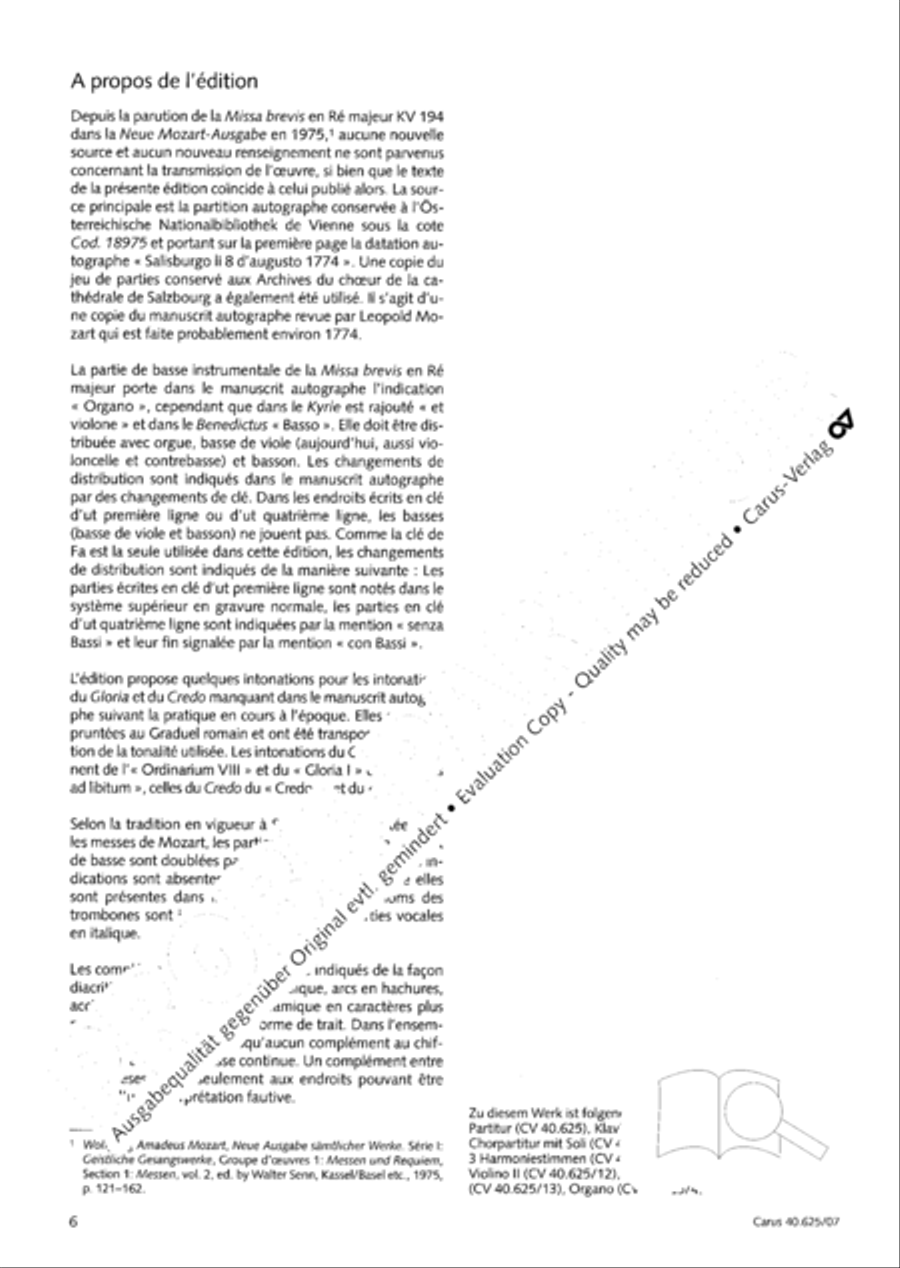 Missa brevis in D Major, K. 194 4-Part scores gallery preview page 7