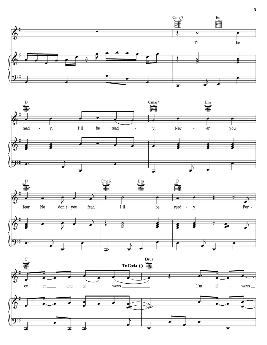 I'm Always Here (theme from Baywatch) Piano, Vocal, Guitar scores gallery preview page 3