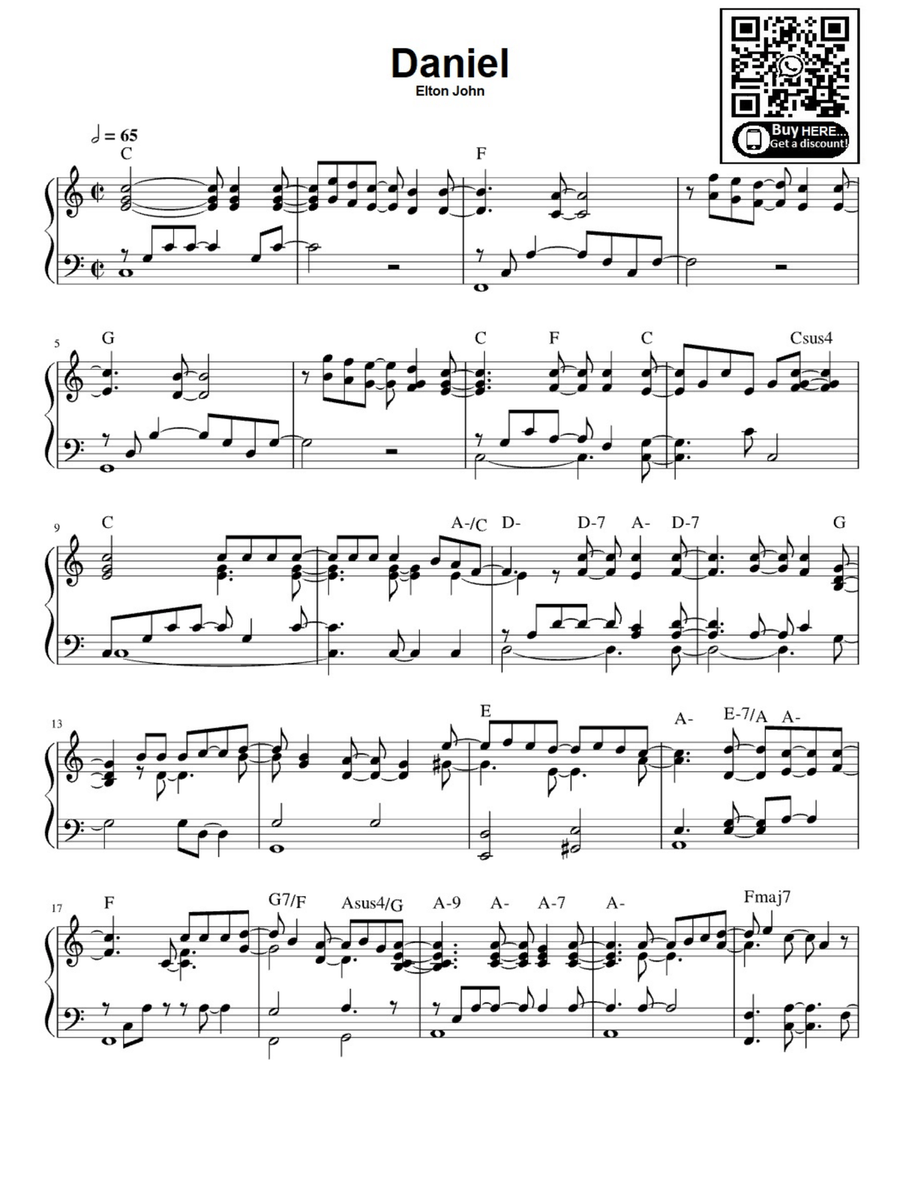 Daniel Daniel Easy Piano scores gallery preview page 1