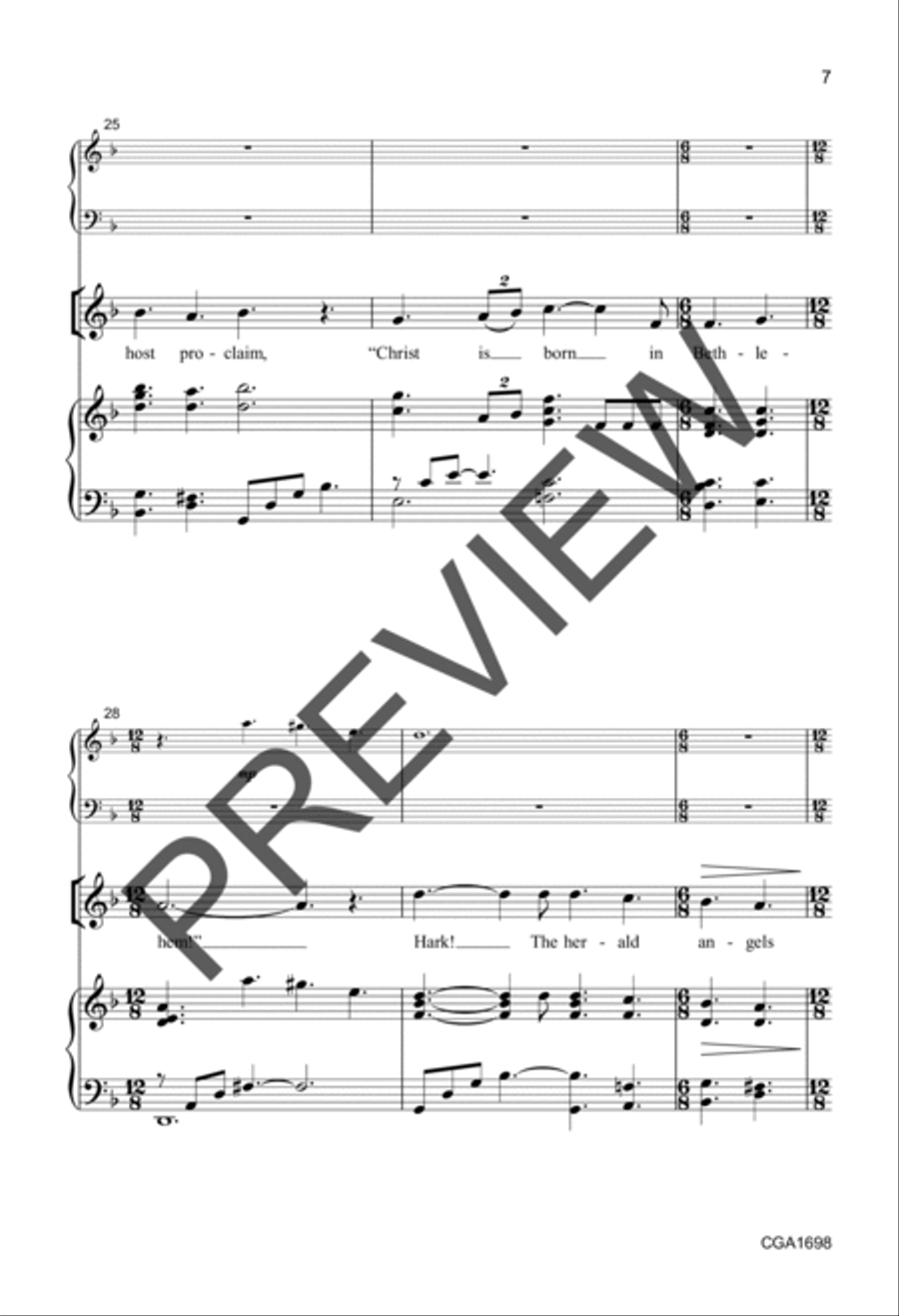 Hark! The Herald Angels Sing (Unison/Two-part) Unison Choir scores gallery preview page 6