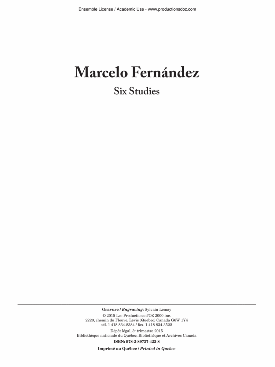 Six Studies Six Studies Classical Guitar scores gallery preview page 1