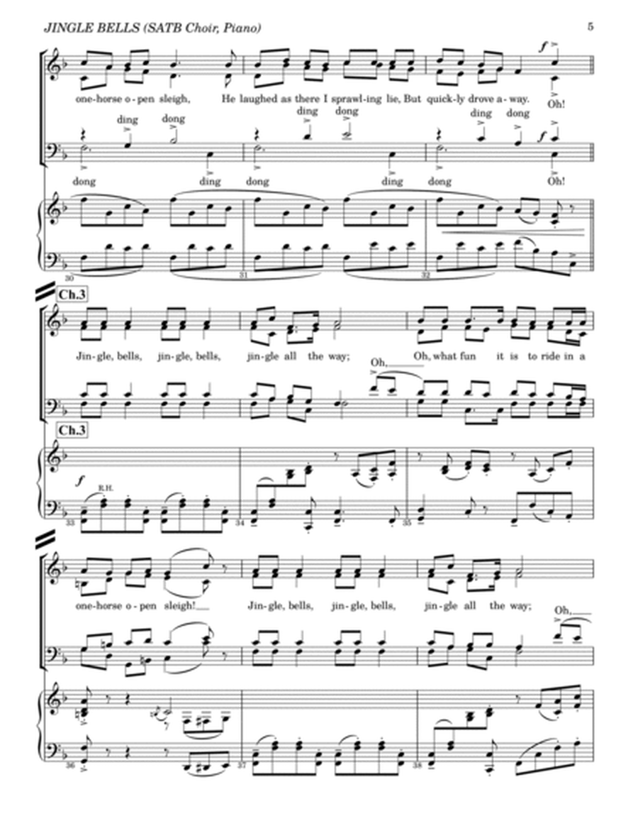 Jingle Bells (SATB, Piano PLUS bonus Percussion Part) image number null