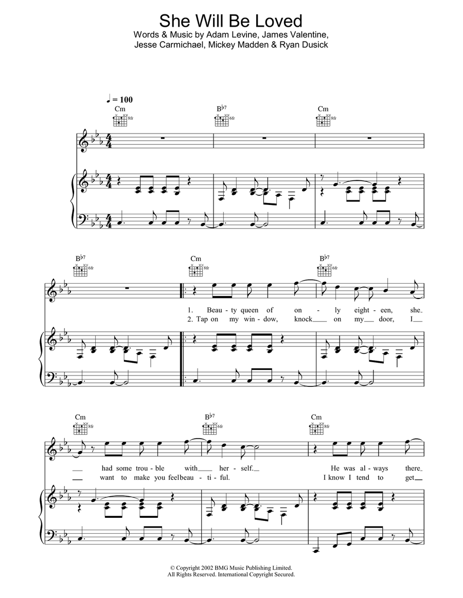 She Will Be Loved Acoustic Guitar scores gallery preview page 1
