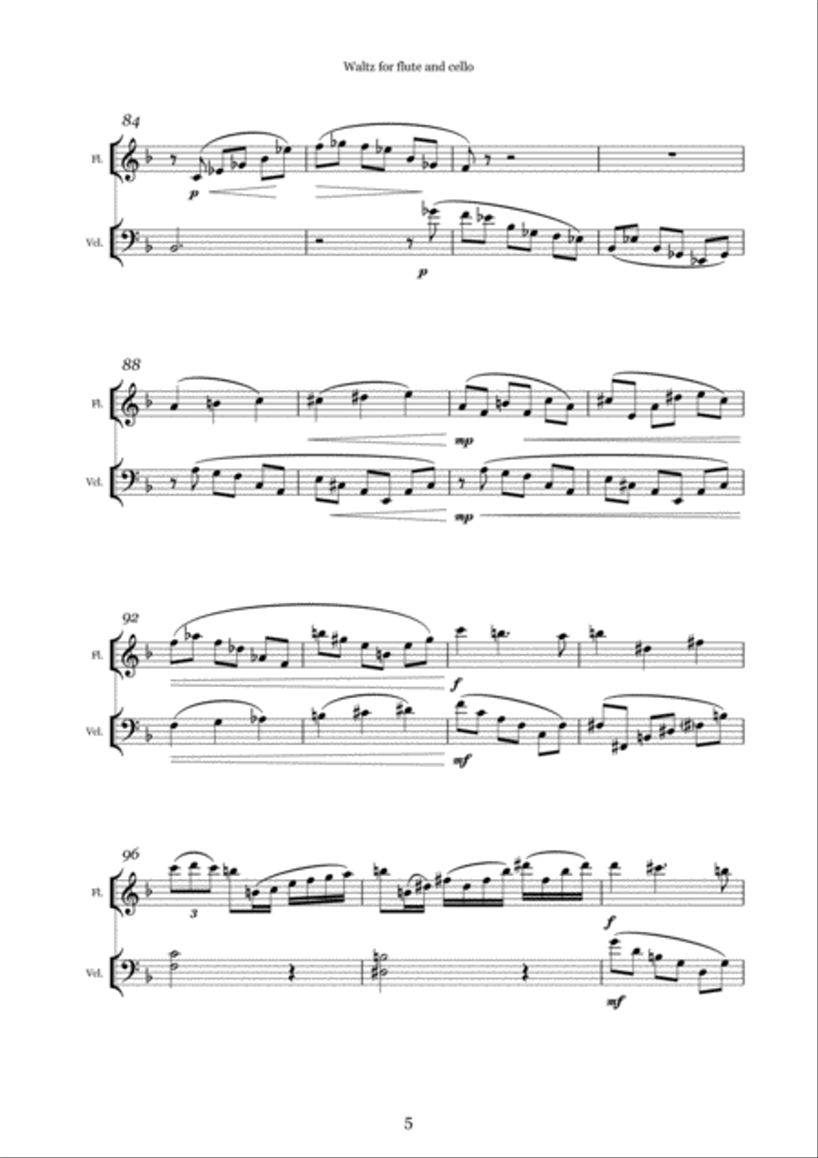 Waltz for Flute and Cello Flute scores gallery preview page 5