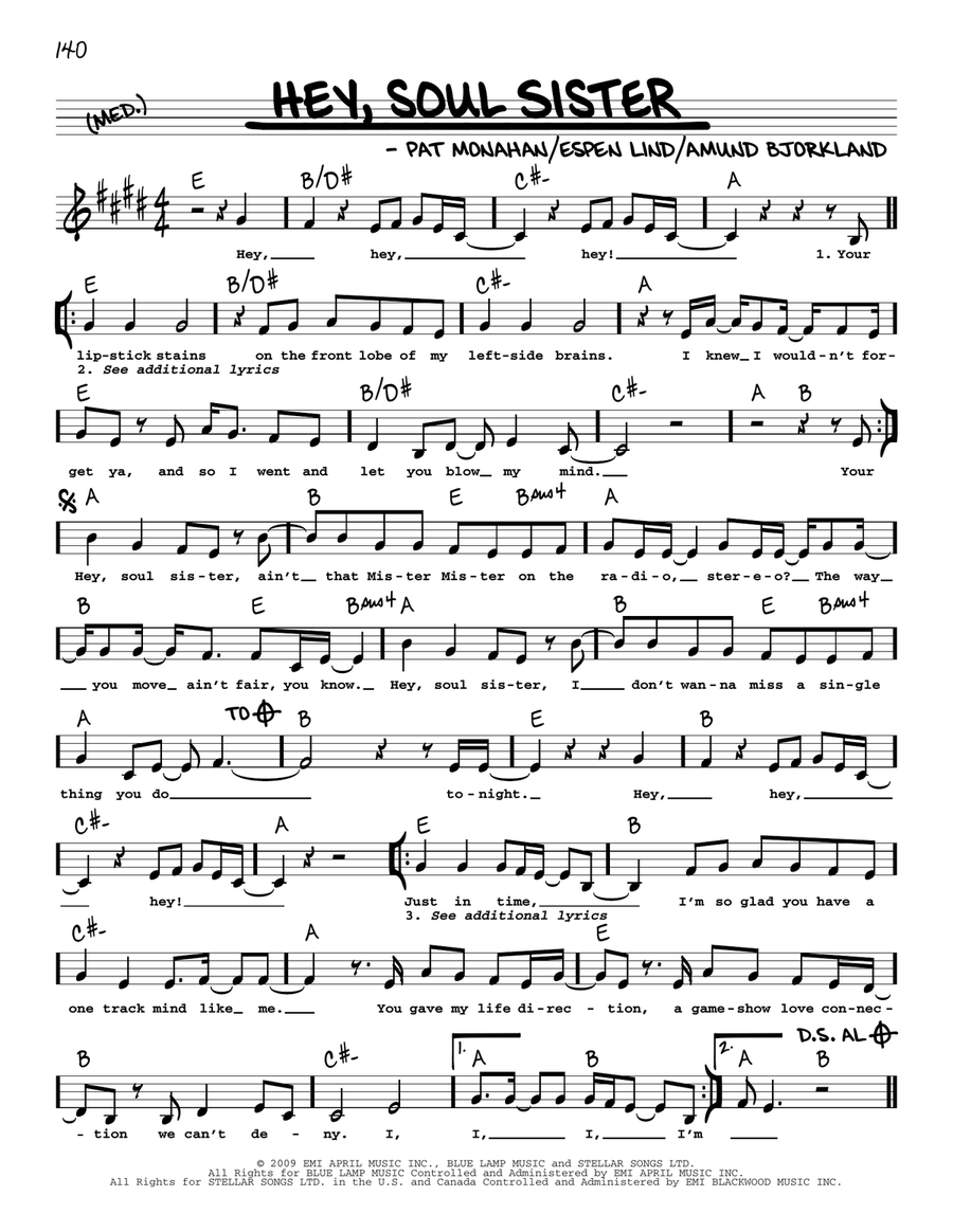 Hey, Soul Sister Hey, Soul Sister Voice scores gallery preview page 1
