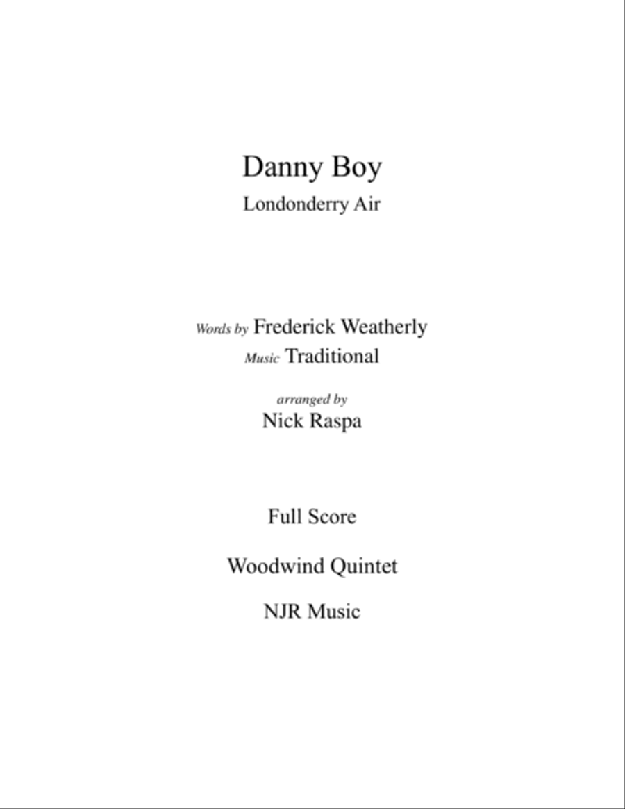 Danny Boy (Londonderry Air) WW Quintet (Fl Ob Cl Hrn Bsn) Full Set Woodwind Quintet scores gallery preview page 3