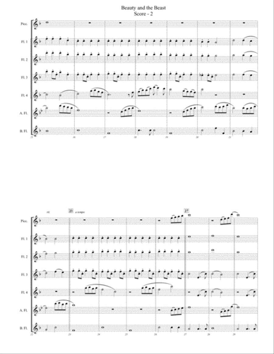 Beauty And The Beast Beauty And The Beast Flute Choir scores gallery preview page 2
