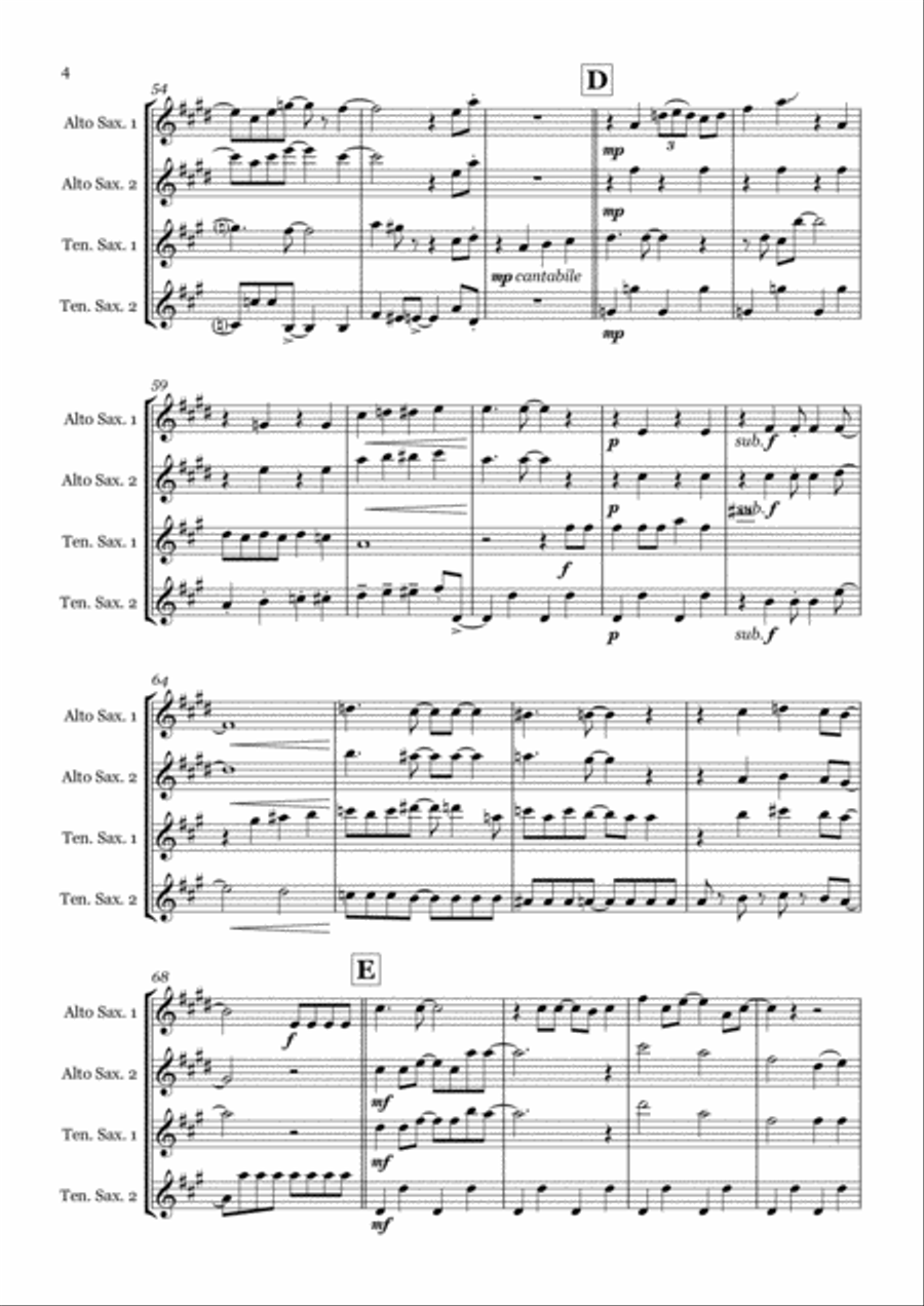 Seaside Rendezvous Saxophone Quartet scores gallery preview page 4