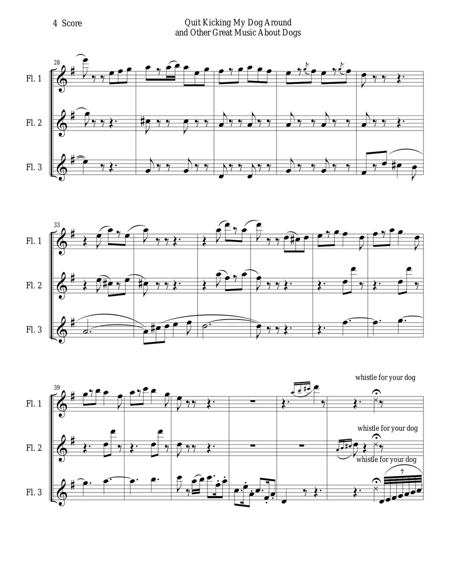Quit Kicking My Dog Around and Other Music about Dogs for Flute Trio Flute Trio scores gallery preview page 4
