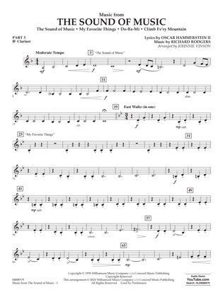 Music from The Sound Of Music (arr. Vinson) - Pt.3 - Bb Clarinet